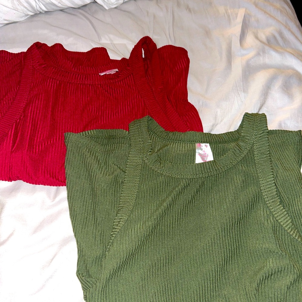 double set tank tops green and maroon size large